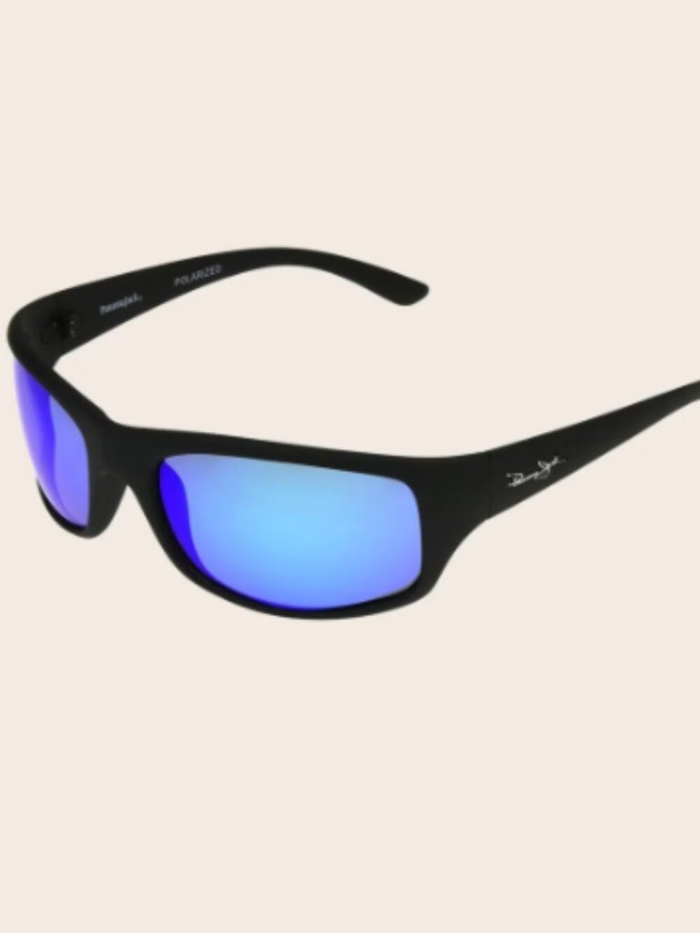 Foster Grant Panama Jack Wrap-Around Polarized Blue Mirrored Sunglasses in Black